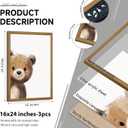 Bear Nursery Wall Art Decor Kids Canvas Poster Baby Boy Nursery Wall Decor Woodland Animal Pictures Teddy Peeking Bear Prints Cute Brown Painting Neutral Artwork Bedroom 16x24x3 Inch Wood Framed