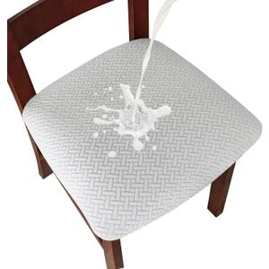 Genina Waterproof Seat Covers for Dining Room Chairs Covers Dining Chair seat Covers Kitchen Chair Covers slipcovers (White, 2 Pcs)