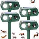 Sonic Fortress Pro Deer Repellent Devices, Racoon Repellent Outdoor Squirrel Fortress Pro IP65 Animal Repeller Cat Deterrent with Motion Sensor& Light to Scare Bear Rabbit Skunk for Garden Yard(4)