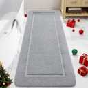 LOCHAS Bathroom Rugs, 24" x 60" Long Bath Rug, Non Slip Washable Bathroom Runner Rug Soft Thick Absorbent Bath Mat for Shower, Shaggy Plush Luxury Large Bath Rug, Grey