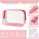 3 x TotePrint Stadium Approved White Frame Clear Toiletry Bag TSA Approved Clear Organizer Bags Portable Travel Makeup Bags with Zipper for Women (White)