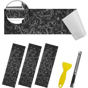 QianBao Compatible with Black Forged Carbon Fiber Vinyl Wrap 11.8" x 4" Chevy Bowtie Emblem Wrap Kit with Spatula and Cutter 3 Pcs Universal Logo Overlay
