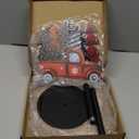 Christmas Paper Towel Holder, Red Truck Christmas Decor, Buffalo Plaid Christmas Tree Towels Paper Holder for Kitchen Countertop Bathroom Home Farmhouse, Winter Holiday Decoration Replaceable 2 Panels