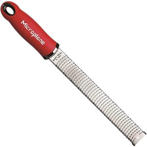 Microplane Classic Red Zester Grater, Stainless Steel - Citrus Zesting & Cheese Grating, Dishwasher Safe, Made in USA, Model Name: Microplane