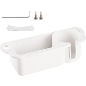 TOOYFUL Boat Caddy Organizer, Fishing Parts,Universal Stable Double Deep with Drainage Cup Holder, Boat Seat Storage Caddy for Bass Boat, Fishing, White