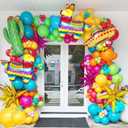 Mexican Fiesta Party Decorations, 144Pcs Cinco De Mayo Rainbow Balloons Arch Garland Kit Cactus Llama Sombrero Explosion Star Foil Balloons for Taco Twosday Carnival Hawaii Tropical Birthday Party