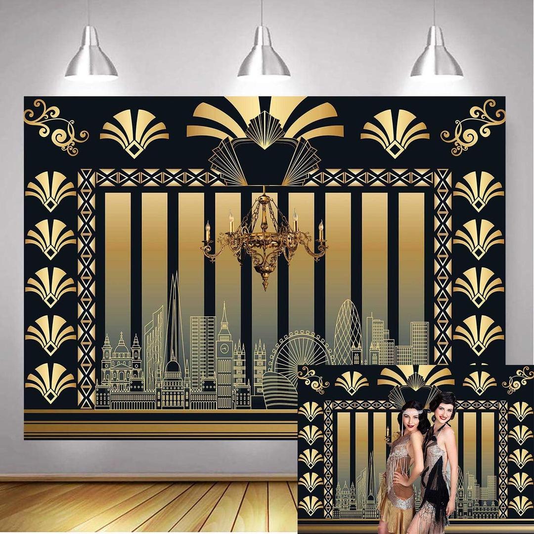 GYA 7x5FT The Great Gatsby Retro 1920s Backdrop Roaring 20s Party Photography Background Retro Art Birthday Photo call Prom Adult Happy Birthday Bachelor Party Studio Props