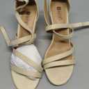 IDIFU Women's 3 Inch Strappy Wedge Sandals Open Toe Dressy Wedges For Women Black Nude Silver White Bridal Wedge Heels On Wedding Evening Summer (10) (Beige)