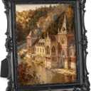 Vintage Picture Frame with Embossed Flower Design, Ornate Photo Frame, Hand-Crafted Resin Antique Frames for Tabletop & Wall Hanging, Home Decor (Black, 8x10 inch)