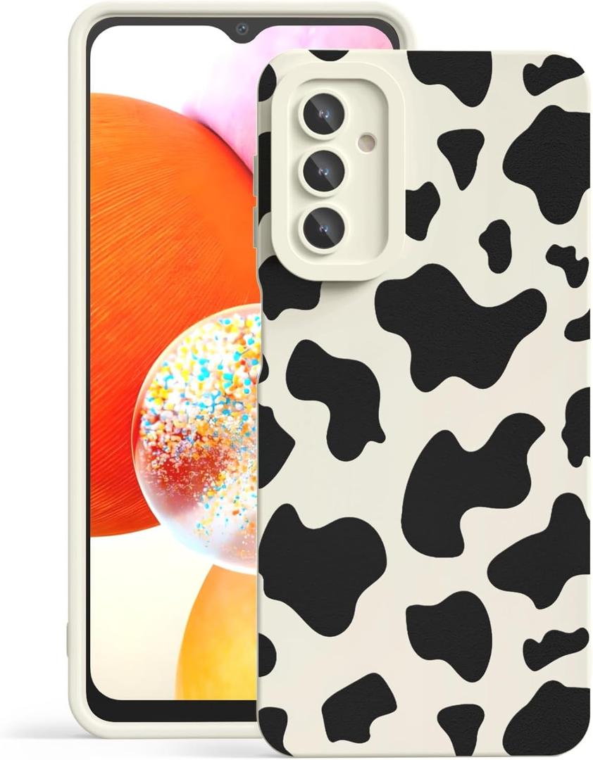 Case Compatible with Samsung Galaxy A14 5G, Cute Pretty Print Protective Silicone Case for Girls Women, Ultra-Thin Shockproof Soft Girly Phone Cover for Samsung A14 - Cow Print