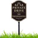 Large Private Drive Sign, 14”x10” Private Driveway No Trespassing Sign with 36”Strong Steel Stake Rust Free Heavy Duty Aluminum Easy Installation for Outdoor Use