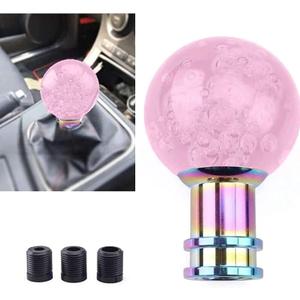 Gear Shift Knob Round Ball Shift Knob Crystal Transparent Bubble Gear Shifter Fit for Universal Manual Atomatic Transmission Vehicles (Pink)