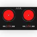 VBGK Electric Cooktop,110V 3000W Electric Stove Top with LED touch Control,8 Power Levels, Kids Lock & 4H Timer,Overheat Protection stove,24 Inch 2 burner cooktop