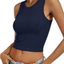 ANRABESS Women's Crop Tank Tops High Neck Sleeveless Ribbed Fitted Shirts (Black)