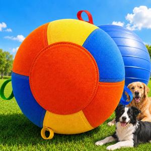 Herding Ball for Dogs, 22 Inch Upgraded Dog Push & Chase Ball with Thickened Bite & Tear Resistant Cover, Burst-Resistant Inner Ball, Outdoor Exercise Toy for Active Dogs, Multi-Color, Large