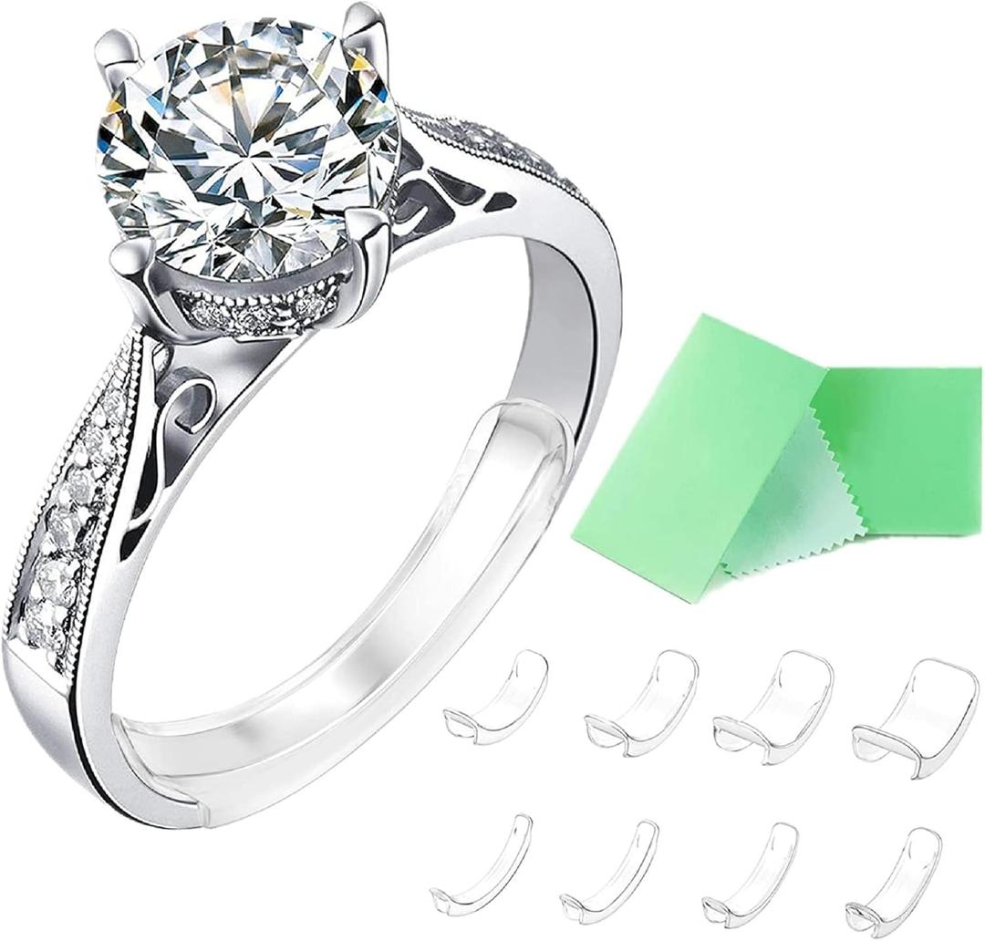Invisible Ring Size Adjuster for Loose Rings Ring Adjuster Fit Any Rings, Assorted Sizes of Ring Sizer (Clip-On Guards(8 pcs))