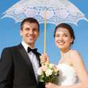 Vintage Lace Parasol Umbrella 32 Inch Bridal Wedding Decoration Umbrella for Photoshoot, Tea Party, Victorian Style Sunshade for Women and Adults