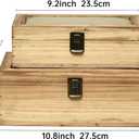 DECOR4SEASON Decorative Storage Boxes with Hinged Lid, 2 Pcs Memory Box for Keepsakes, Wooden Treasure Chest Box, Large Vintage Craft Box Trunk Basket for Men, Kids, Jewelry, (Linen Lid, White) (Natural Brown)