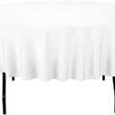 Gee Di Moda 132 Inch White Round Tablecloth - Heavy Duty, Machine Washable, Wrinkle Resistant - For 72 to 96 Inch Round Tables - Ideal for Buffet, Holidays, Dinner, Wedding & Baby Showers