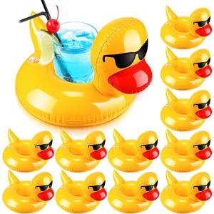 Sratte Inflatable Drink Floats Reusable Cute Drink Holder Inflatable Float Cup Coasters Set for Pool Party Hot Tubs Lakes Oceans for Women Men Adults Summer Pool(Duck)