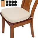 BUYUE Thickened 2.5" Friendly Woven Fabric Dining Chair Cushion, U-Shape High Density Foam Comfortable Chair Pad for Kitchen, Slip Resistant Indoor Seat Cushion (1 Piece, Beige)