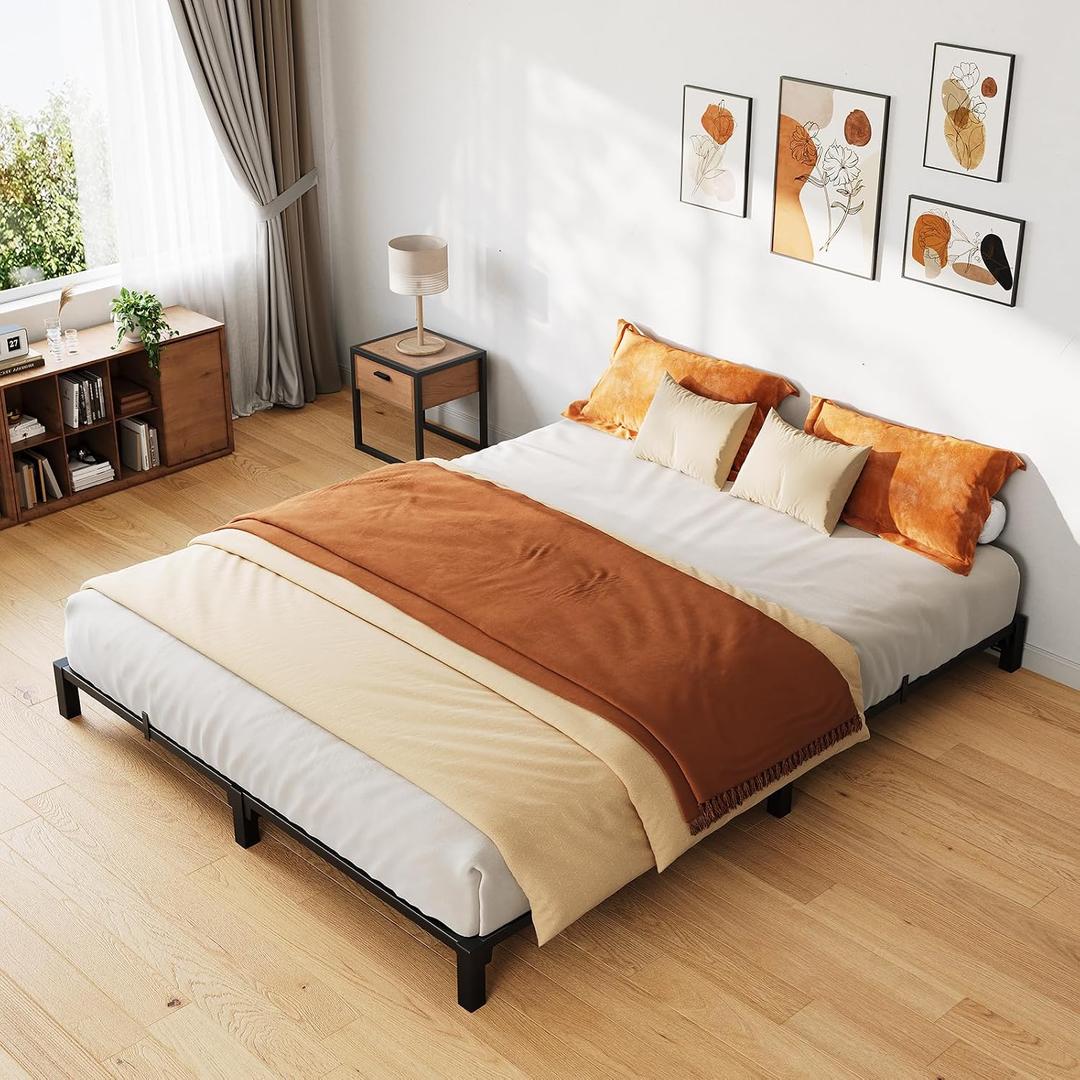 GarveeHome 6 Inch Full Bed Frame, Heavy Duty Metal Platform Bed Frame with Iron Slat Support, No Box Spring Needed, Tool-Free Assembly, Supports 800 Lbs