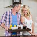 Bamboo Breakfast Tray with Foldable Legs & Detachable Stand | Ergonomic Handle | Portable Bed Tray for Eating, Working, Laptop, Tablet, and PhoneVintage Walnut (Medium, Regular)