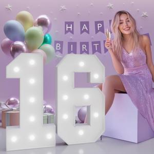 Number 16 Marquee Numbers 3 Feet Tall, 16th Birthday Decorations for Girls Boys, 16 Light Up Number for Party Large 16 Light Up Sign for Birthday Anniversary Decor