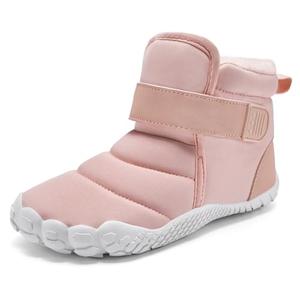 GTVGJH Kids Snow Boots, Boys and Girls, Winter Warm Barefoot Shoes, Warm, Waterproof and Non-Slip Winter Shoes Pink, 30