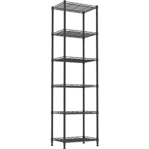 REGILLER 6 Wire Shelving Steel Storage Rack Adjustable Unit Shelves for Laundry Bathroom Kitchen Pantry Closet(Black,11.7" D x 16.8" W x 63" H)