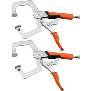 9 Inch C Clamp, Heavy Duty Vise Grip Locking Pliers Adjustable Face Clamp for Woodworking, Welding and Pocket Hole Joinery, 2 Packs (Orange, 9 Inch)