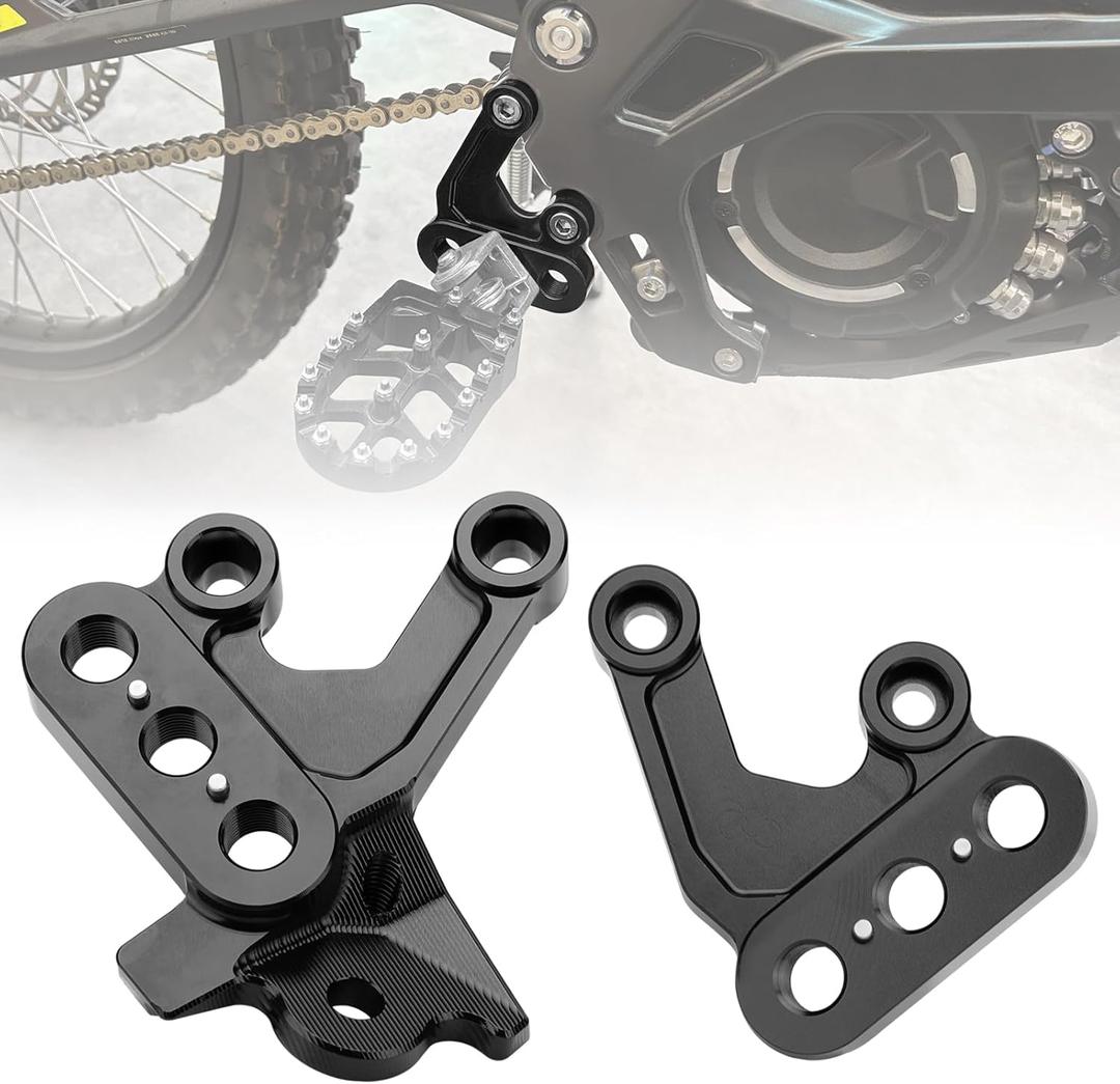SMOTECC Surron Foot Peg Brackets, Electric Bike CNC Motorcycle FootPeg Pedal Bracket Compatible with Sur Ron Light Bee X/Sur Ron Light Bee S -Black