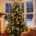 Christmas Tree Candles with Remote, 5 Pcs LED Flameless Taper Candles with Clear Snowflake for Christmas Tree Decor, Battery Operated Tree Candlesticks Flickering Flame for Xmas Indoor Decor