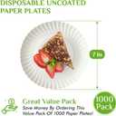 FOCUSLINE 7 Inch Paper Plates, White Paper Plates Uncoated, Everyday Disposable Dessert Plate 7" Small Plate Bulk 1000 Count