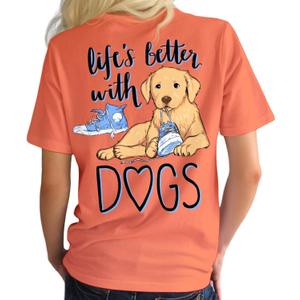 Southern Attitude Life is Better with Dogs Women's T-Shirt (X-Large)