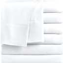 FreshCulture Queen Flat Sheets Only, Pack of 6, Soft Microfiber Bedding Sheets for Home, Salons, Hotels, Bulk Flat Sheets Only Queen Size (White)