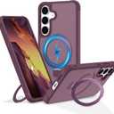 Magnetic Stand for Samsung Galaxy S25 Plus Case [Military Grade Drop Protection] with Kickstand, Matte Translucent Slim Case for S25 Plus 6.7", Burgundy