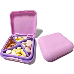 Small Pill Box, Small Pill Case Organizer Portable Daily Pill Container Medication Travel Case Pill Holder Medicine Case for PursePurple