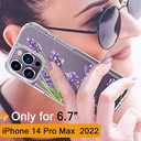 GiiKa for iPhone 14 Pro Max Case with Screen Protector, 6.7" Clear Full Body Shockproof Protective Floral Girls Women Hard Case with TPU Bumper Cover Phone Case for iPhone 14 Pro Max, Purple Flowers