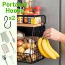 Ofiray-home Magnetic Shelf for Fridge with Wood Lid, Fruit Potato and Onion Storage Bins, Pantry Organizers & Storage, Large Container Magnetic Spice Rack for Refrigerator, Kitchen Counter, Cabinet