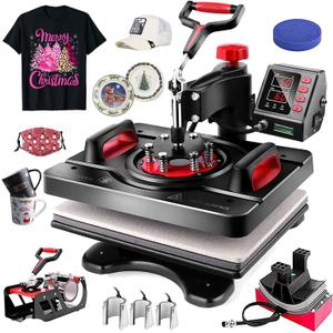 AKEYDIY Heat Press Machine 15 x 12 Inch T Shirt Press Machine 360-Degree Swing Away Digital Shirt Printing Press Machine Heat Transfer Sublimation for T Shirts Mugs Hat Plate Cap (8 in 1)