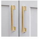 20 Pack Square Brushed Gold Cabinet Pulls, 8 Inch Hole Centers Gold Cabinet Handles Hardware for Kitchen Cupboard Closet Bathroom Dresser Drawer, Solid Zinc Alloy