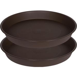 2 Pack of 14 Inch Bird Bath Tray, 10 12 14 16 18 20 Inch Large Plastic Bird Bath Bowls Only, Deep Durable Birdbaths for The Garden, Plant Trays for Planter 12-15" (14", Brown)