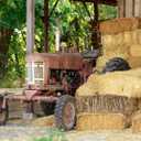 BELECO 7x5ft Fabric Farm Barn Haystack Backdrop Countryside Old Tractor Hay Bales Fall Harvest Photography Background Autumn Themed Party Decoration Kids Adults Portrait Shooting Studio Props