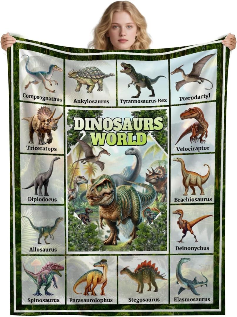 Dinosaur Blanket for Boys Girls,Ultra Soft Dino Blanket Decor for Couch Sofa Bed,Educational Gifts for Dinosaur Lovers,40"x50"-Kids/Throw Size (01 -Dinosaur 3)
