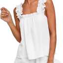 Marvmys Womens Pajamas Set 2 Piece Ruffle Bridal Cute Pajamas Sexy Tank Top and Shorts Bride Sleepwear Set (S)