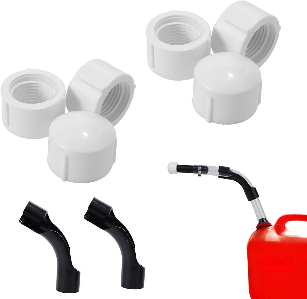 6pcs Racing Fuel Jug Hose Cap with 2pcs Elbows, Gasoline Tank and Tank Hose Cap Replacement Racing Fuel Filler Kits For Dust Vent Jug 5.5 Gallon Gas Cans