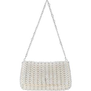 CHIC DIARY Pearl Purse for Women White Beaded Shoulder Bag Small Pearl for Wedding Clutch Evening Purse with Pearls