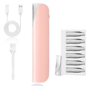 Dermaplane Razor for Women Face 3 Speed Sonic Hair Removal Tool Rechargeable Safe Anti Peach Fuzz & Dead Skin Remover with 6 Replaceable Heads (Upgraded Pink)