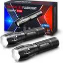 RECHOO 2 Pack LED Flashlights High Lumens - 5 Modes, Zoomable, Waterproof & Super Bright Tactical Torch for Camping, Hiking, Emergency, Home Essentials (Batteries not Included)